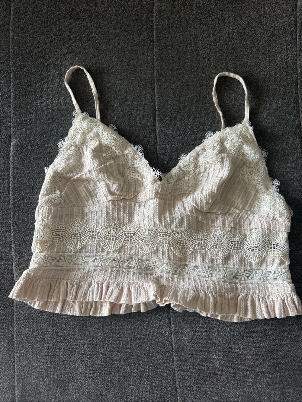 Delicate Lace Trim Pink Bralette Crop Top
